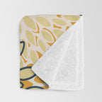 Floral Prints, Abstract Art, Navy Blue and Mustard Yellow, Throw Blanket Gallery Image 3