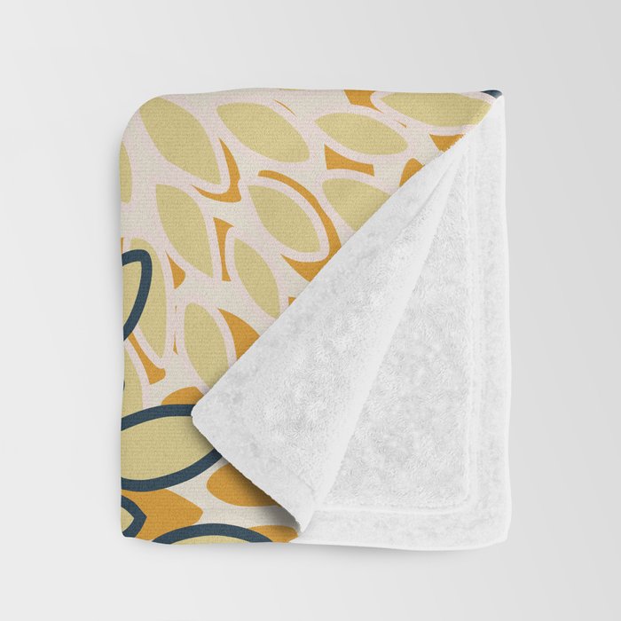 Floral Prints, Abstract Art, Navy Blue and Mustard Yellow, Throw Blanket Gallery Image 3