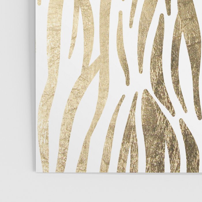 Chic faux gold white modern zebra animal print pattern Poster Gallery Image 3