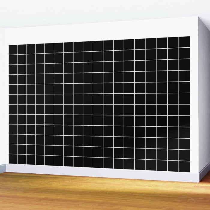 Grid Pattern Line Stripe Black and White Minimalist Geometric Stripes Lines Drawing Wall Mural Gallery Image 2