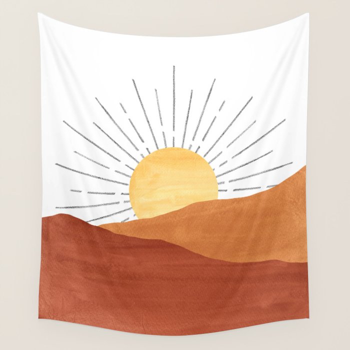 Terracotta desert sun Wall Tapestry Gallery Image 1