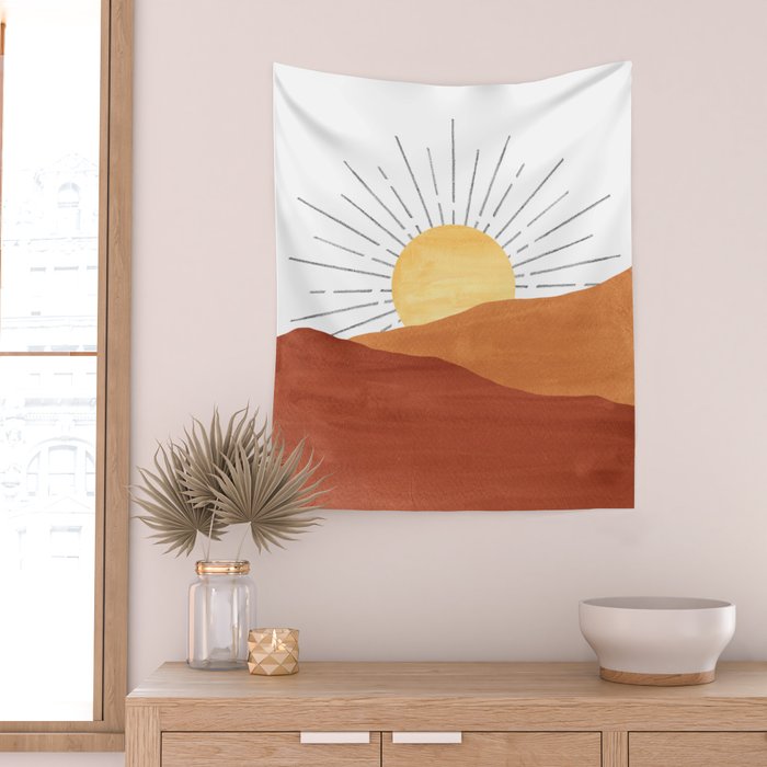 Terracotta desert sun Wall Tapestry Gallery Image 2