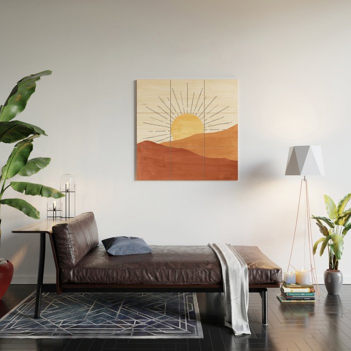 Terracotta desert sun Wood Wall Art Gallery Image 2