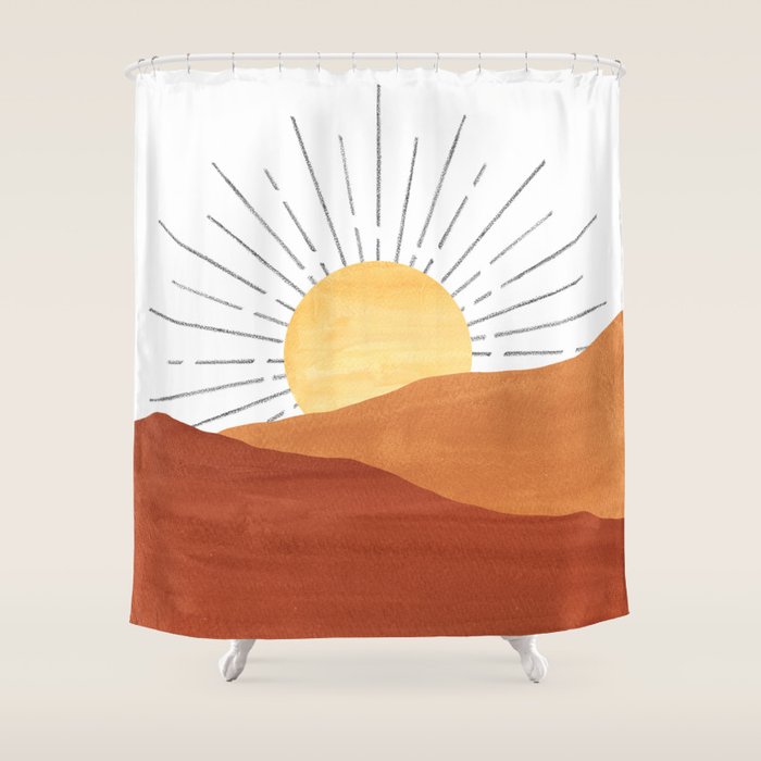 Terracotta desert sun Shower Curtain Gallery Image 1