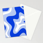 Retro Liquid Swirl Abstract Pattern Square in Royal Blue, Light Blue, and White Stationery Card Gallery Image 2