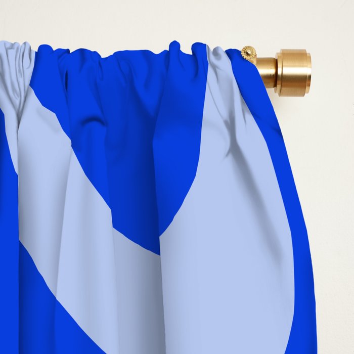 Retro Liquid Swirl Abstract Pattern Square in Royal Blue, Light Blue, and White Window Curtain Gallery Image 2