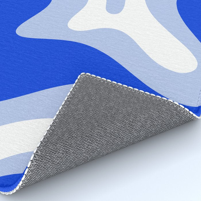 Retro Liquid Swirl Abstract Pattern Square in Royal Blue, Light Blue, and White Rug Gallery Image 4