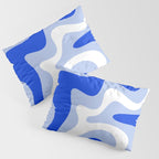Retro Liquid Swirl Abstract Pattern Square in Royal Blue, Light Blue, and White Pillow Sham Gallery Image 3