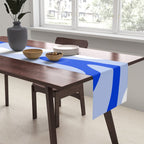 Retro Liquid Swirl Abstract Pattern Square in Royal Blue, Light Blue, and White Table Runner Gallery Image 2