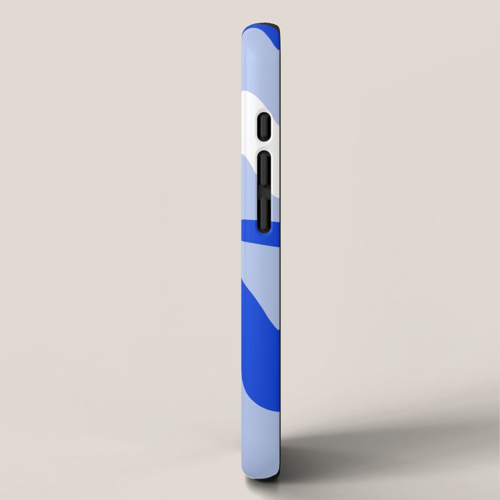 Retro Liquid Swirl Abstract Pattern Square in Royal Blue, Light Blue, and White iPhone Case Gallery Image 2