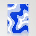 Retro Liquid Swirl Abstract Pattern Square in Royal Blue, Light Blue, and White Stationery Card Gallery Image 2