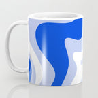 Retro Liquid Swirl Abstract Pattern Square in Royal Blue, Light Blue, and White Coffee Mug Gallery Image 3