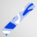 Retro Liquid Swirl Abstract Pattern Square in Royal Blue, Light Blue, and White Table Runner Gallery Image 3
