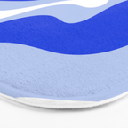 Retro Liquid Swirl Abstract Pattern Square in Royal Blue, Light Blue, and White Bath Mat Gallery Image 3