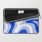 Retro Liquid Swirl Abstract Pattern Square in Royal Blue, Light Blue, and White Laptop Sleeve Gallery Image 2