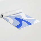 Retro Liquid Swirl Abstract Pattern Square in Royal Blue, Light Blue, and White Yoga Mat Gallery Image 2