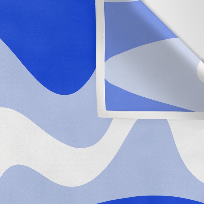 Retro Liquid Swirl Abstract Pattern Square in Royal Blue, Light Blue, and White Wall Tapestry Gallery Image 3