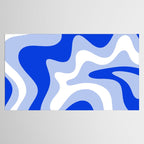 Retro Liquid Swirl Abstract Pattern Square in Royal Blue, Light Blue, and White Tablecloth Gallery Image 2