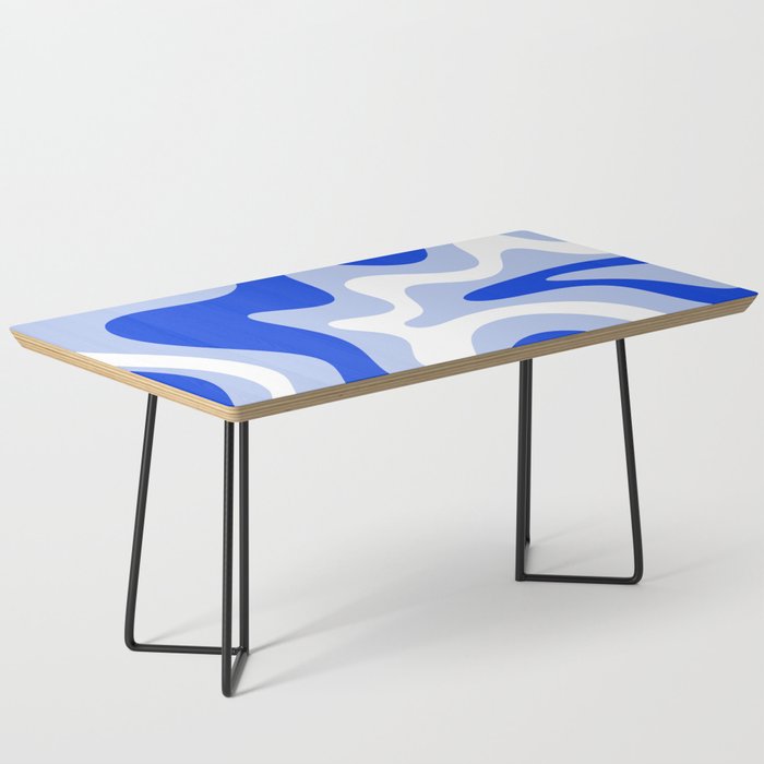 Retro Liquid Swirl Abstract Pattern Square in Royal Blue, Light Blue, and White Coffee Table Gallery Image 1