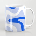 Retro Liquid Swirl Abstract Pattern Square in Royal Blue, Light Blue, and White Coffee Mug Gallery Image 1