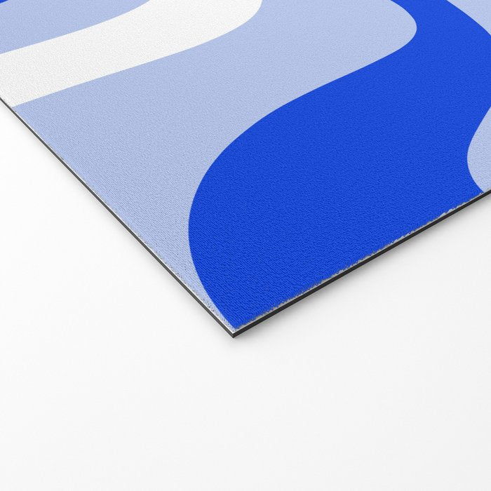 Retro Liquid Swirl Abstract Pattern Square in Royal Blue, Light Blue, and White Welcome Mat Gallery Image 2