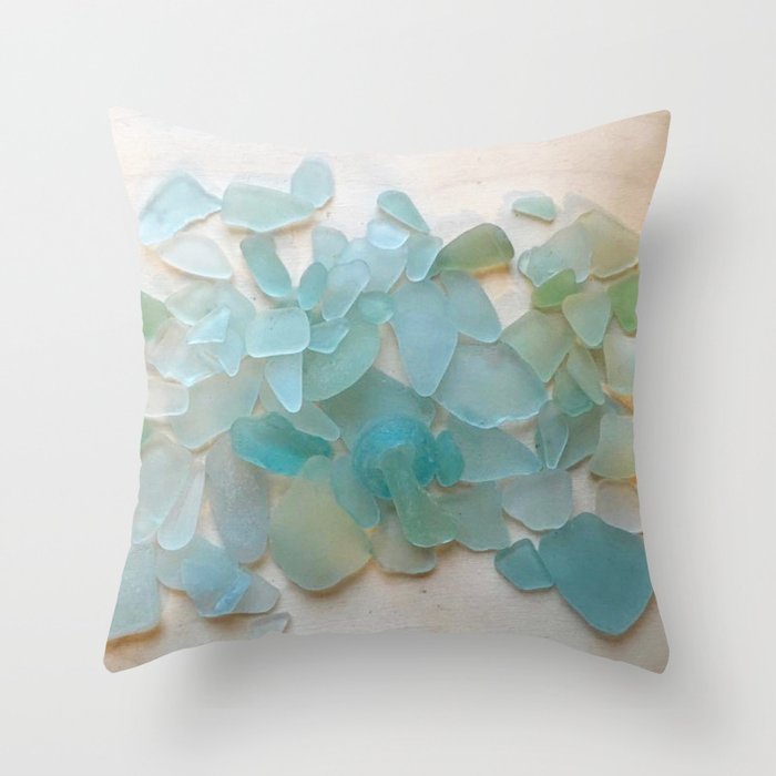 Ocean Hue Sea Glass Throw Pillow