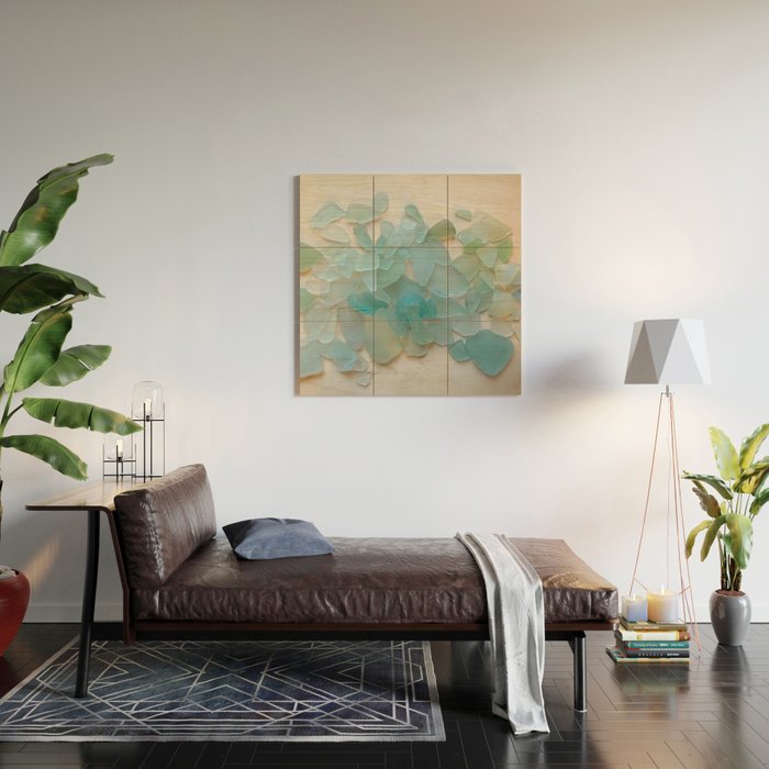 Ocean Hue Sea Glass Wood Wall Art Gallery Image 2