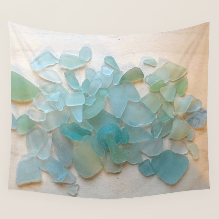Ocean Hue Sea Glass Wall Tapestry Gallery Image 4