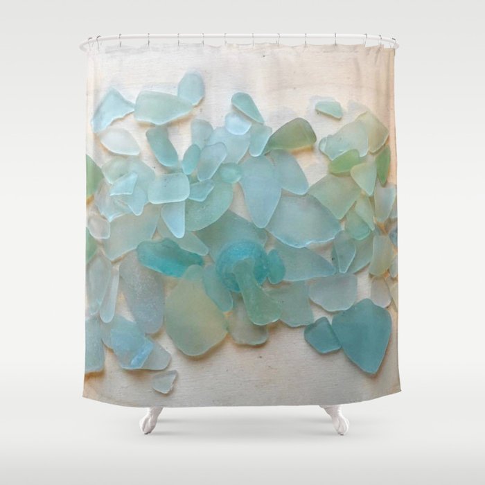 Ocean Hue Sea Glass Shower Curtain Gallery Image 1