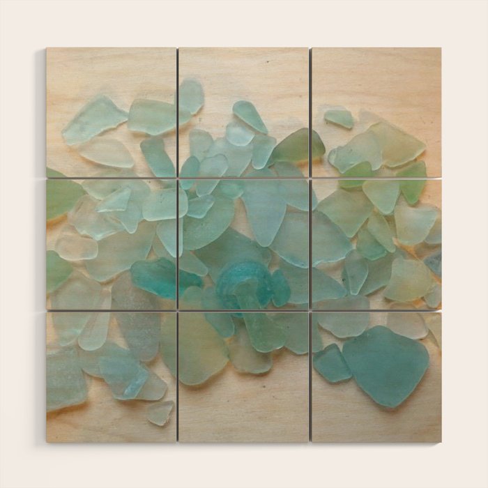 Ocean Hue Sea Glass Wood Wall Art Gallery Image 1
