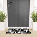 Leafy Calm Charm Black And White Simplicity Welcome Mat Gallery Image 3