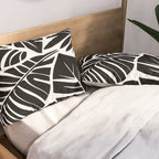 Leafy Calm Charm Black And White Simplicity Pillow Sham Gallery Image 2