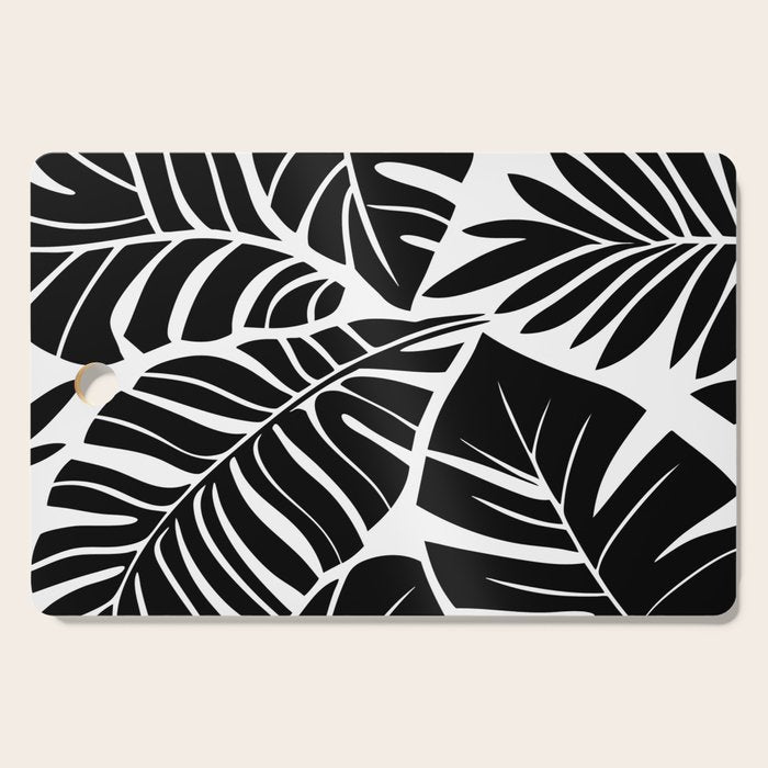 Leafy Calm Charm Black And White Simplicity Cutting Board Gallery Image 1
