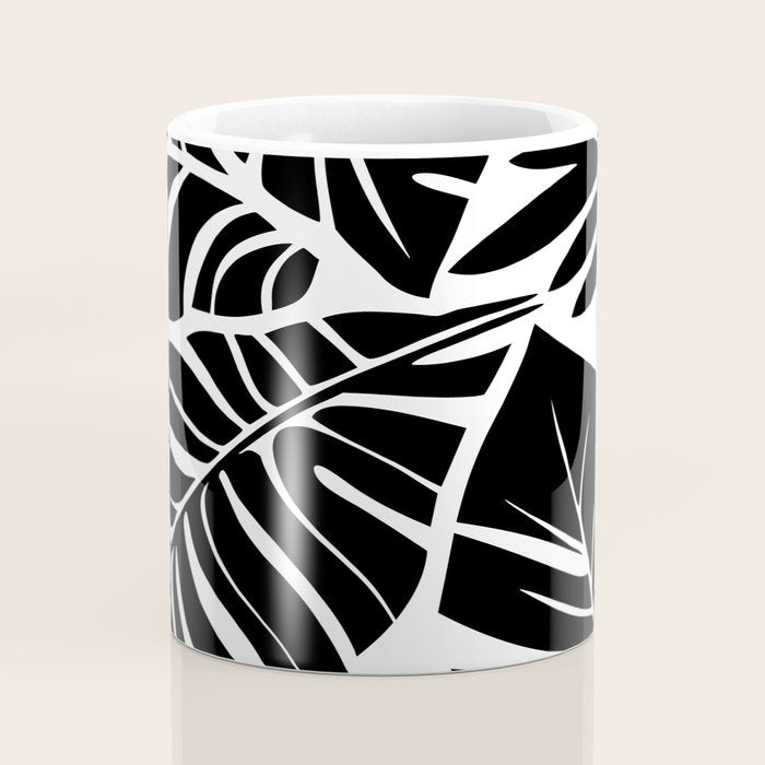 Leafy Calm Charm Black And White Simplicity Coffee Mug Gallery Image 4