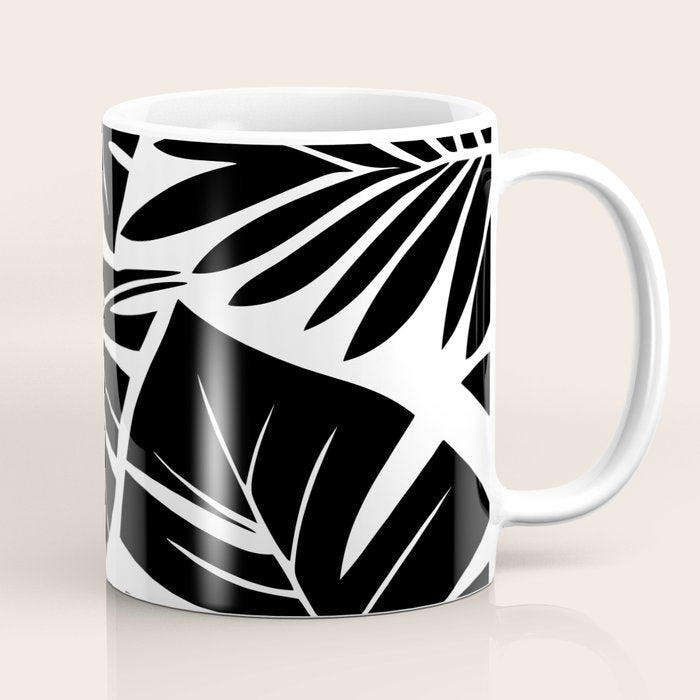Leafy Calm Charm Black And White Simplicity Coffee Mug Gallery Image 1