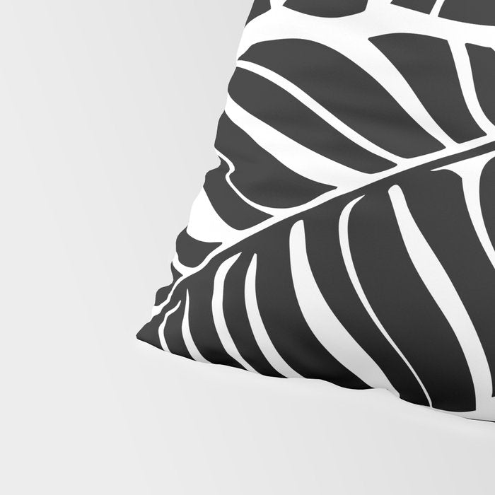 Leafy Calm Charm Black And White Simplicity Pillow Sham Gallery Image 4