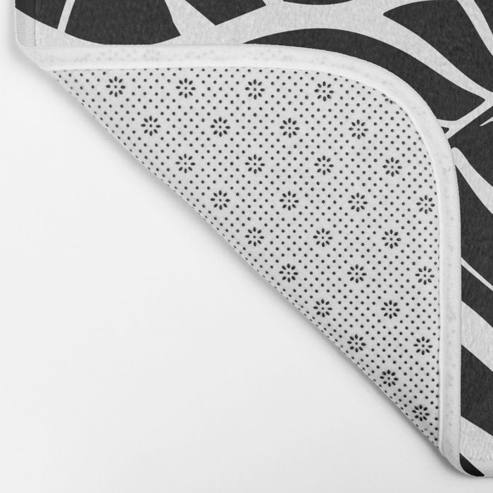 Leafy Calm Charm Black And White Simplicity Bath Mat Gallery Image 2