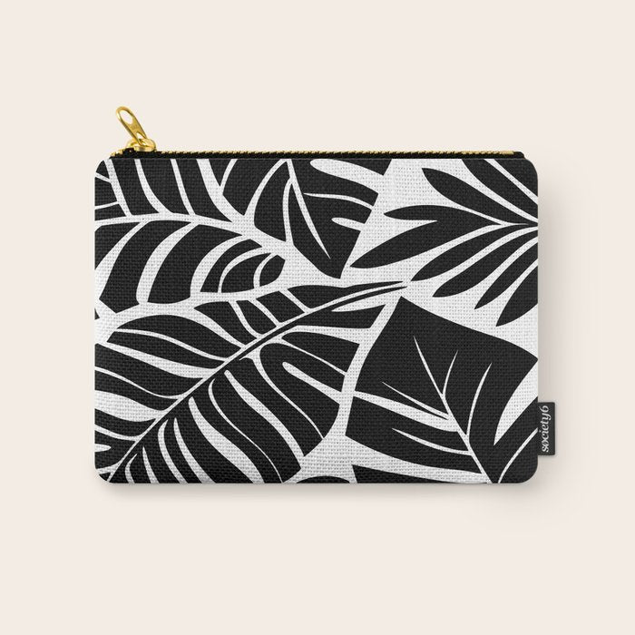 Leafy Calm Charm Black And White Simplicity Carry All Pouch Gallery Image 1