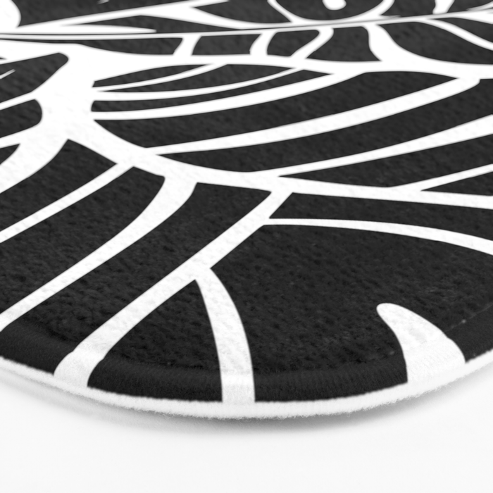 Leafy Calm Charm Black And White Simplicity Bath Mat Gallery Image 3