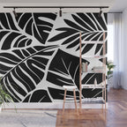 Leafy Calm Charm Black And White Simplicity Wall Mural Gallery Image 1