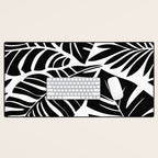 Leafy Calm Charm Black And White Simplicity Desk Mat Gallery Image 1