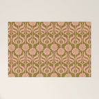 Hand-Drawn Pink And Olive Green Botanical Floral Pattern Welcome Mat Gallery Image 1