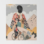 Virat Roop, Unimaginable Power God Divine Collage, Outdoors Adventure Travel Mountains, Nature Landscape Black Person Cycling Graphic Throw Blanket Gallery Image 2