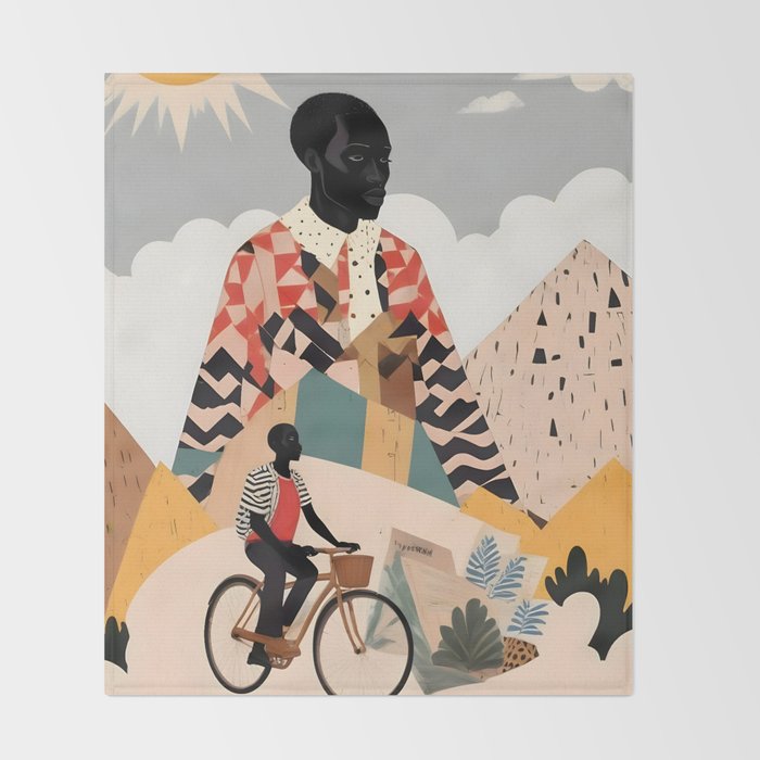 Virat Roop, Unimaginable Power God Divine Collage, Outdoors Adventure Travel Mountains, Nature Landscape Black Person Cycling Graphic Throw Blanket Gallery Image 2