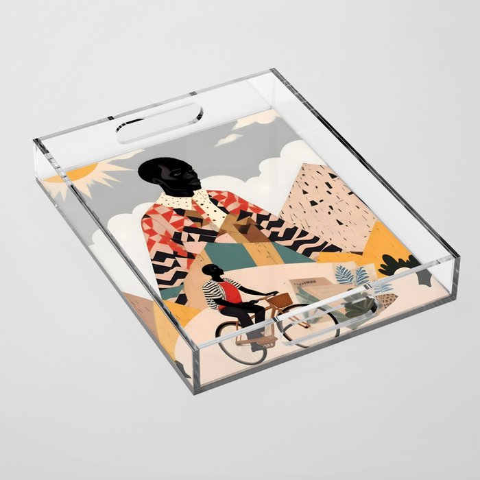 Virat Roop, Unimaginable Power God Divine Collage, Outdoors Adventure Travel Mountains, Nature Landscape Black Person Cycling Graphic Acrylic Tray Gallery Image 1