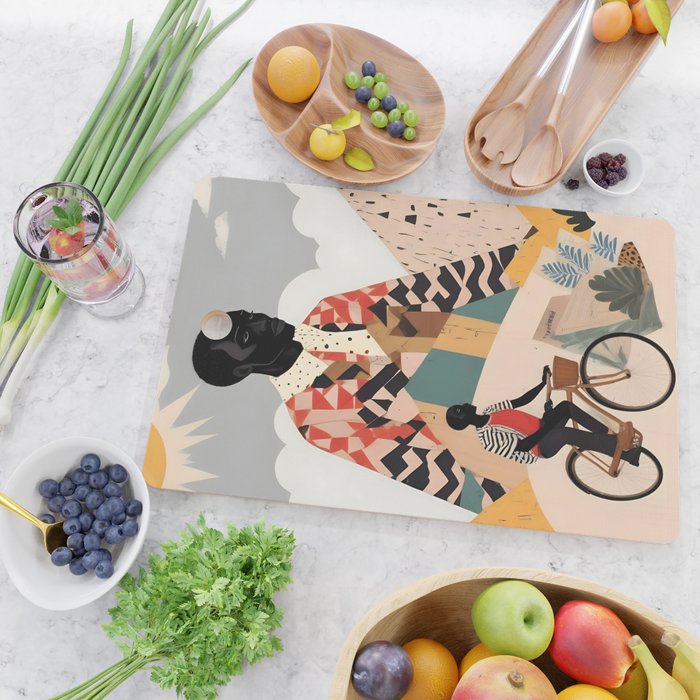 Virat Roop, Unimaginable Power God Divine Collage, Outdoors Adventure Travel Mountains, Nature Landscape Black Person Cycling Graphic Cutting Board Gallery Image 2