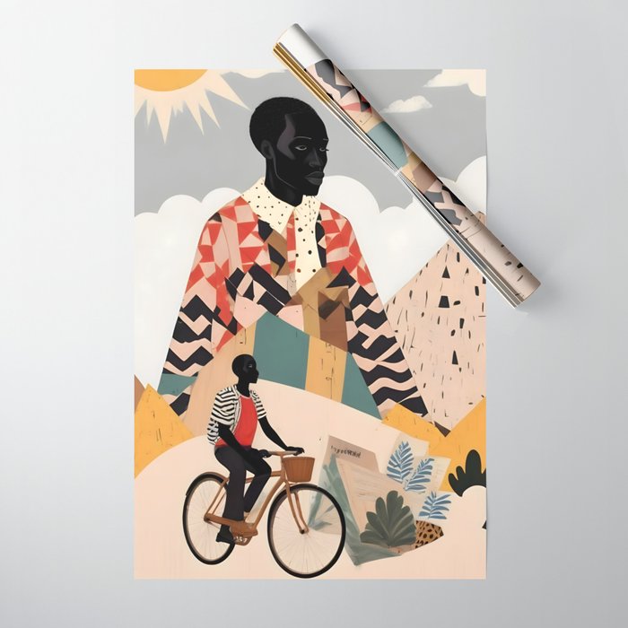 Virat Roop, Unimaginable Power God Divine Collage, Outdoors Adventure Travel Mountains, Nature Landscape Black Person Cycling Graphic Wrapping Paper Gallery Image 1