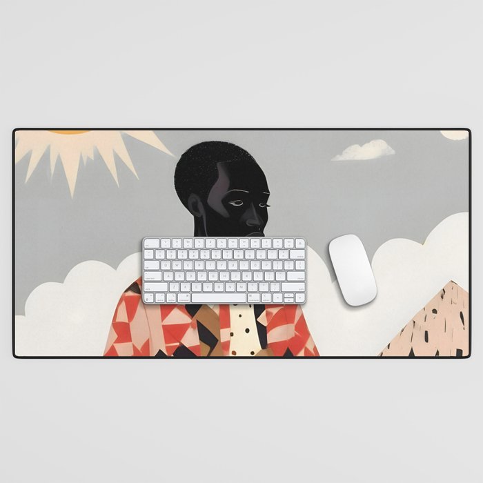 Virat Roop, Unimaginable Power God Divine Collage, Outdoors Adventure Travel Mountains, Nature Landscape Black Person Cycling Graphic Desk Mat Gallery Image 1