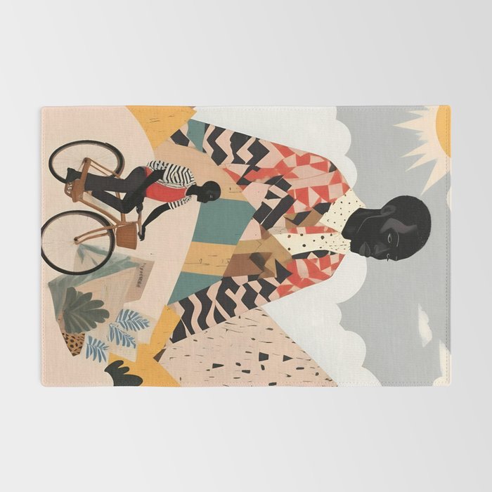 Virat Roop, Unimaginable Power God Divine Collage, Outdoors Adventure Travel Mountains, Nature Landscape Black Person Cycling Graphic Rug Gallery Image 2