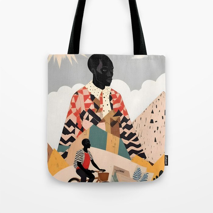 Virat Roop, Unimaginable Power God Divine Collage, Outdoors Adventure Travel Mountains, Nature Landscape Black Person Cycling Graphic Tote Bag Gallery Image 1